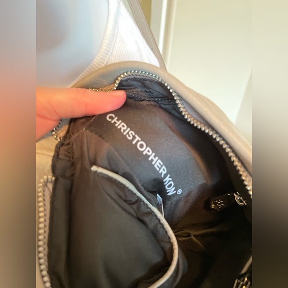 Christopher Kon Celi Small Leather Crossbody Bag in light grey. - Picture 7 of 14